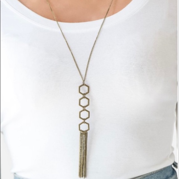 paparazzi Ready, Set, GEO! Brass Necklace - Picture 2 of 3